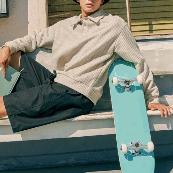 Tan Mens Polo Sweatshirt - Picture 5 of 5